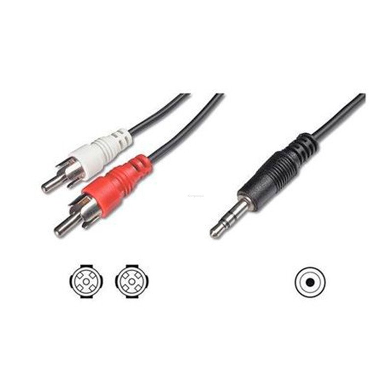 EWENT  CABO AUDIO 3.5MM MACHO PARA 2X RCA 1.5M